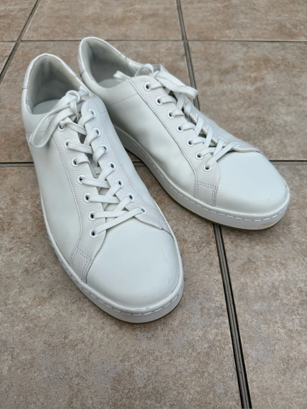 ALLEN EDMONDS BARNES LEATHER LACE-UP SNEAKER WHITE